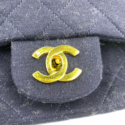 Chanel Classic Flap Small Vintage Navy Fabric 24k Gold Hardware Linked Chain Strap