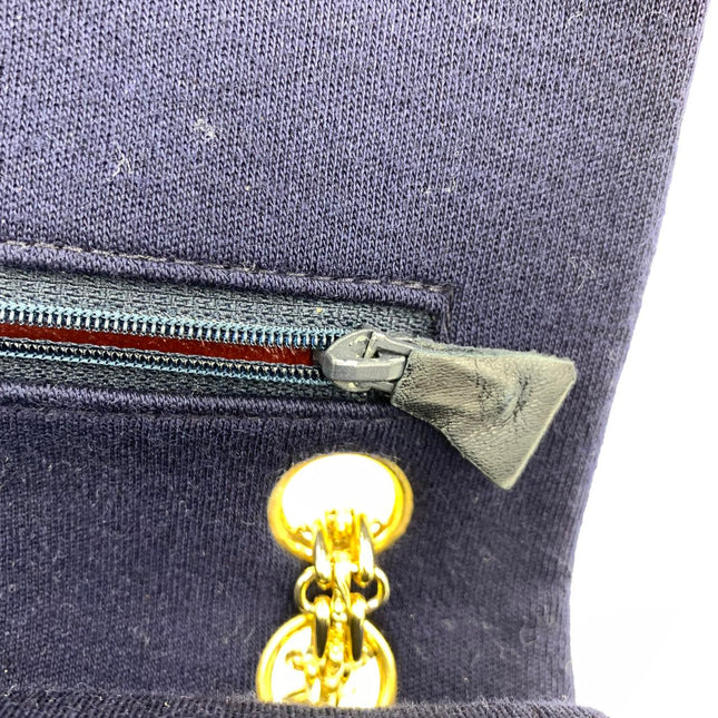 Chanel Classic Flap Small Vintage Navy Fabric 24k Gold Hardware Linked Chain Strap