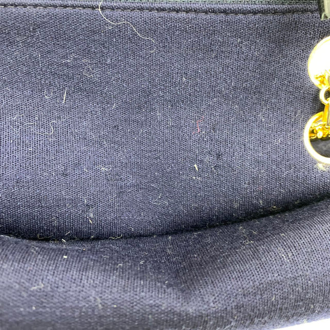 Chanel Classic Flap Small Vintage Navy Fabric 24k Gold Hardware Linked Chain Strap