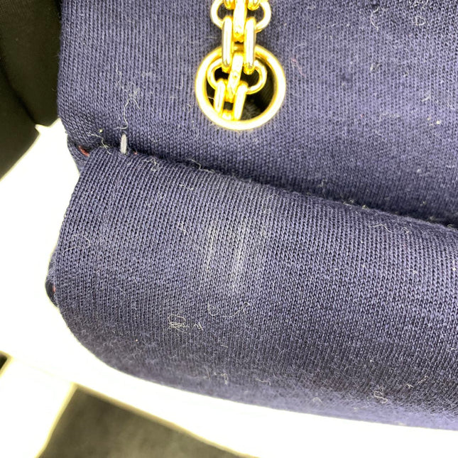 Chanel Classic Flap Small Vintage Navy Fabric 24k Gold Hardware Linked Chain Strap