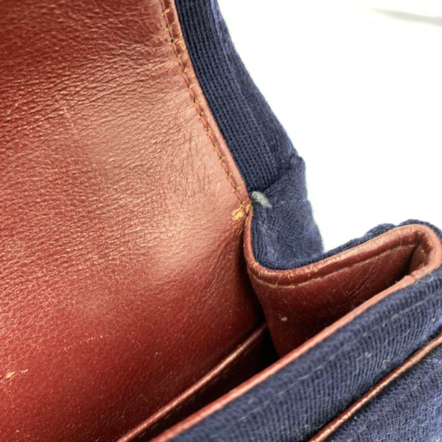 Chanel Classic Flap Small Vintage Navy Fabric 24k Gold Hardware Linked Chain Strap