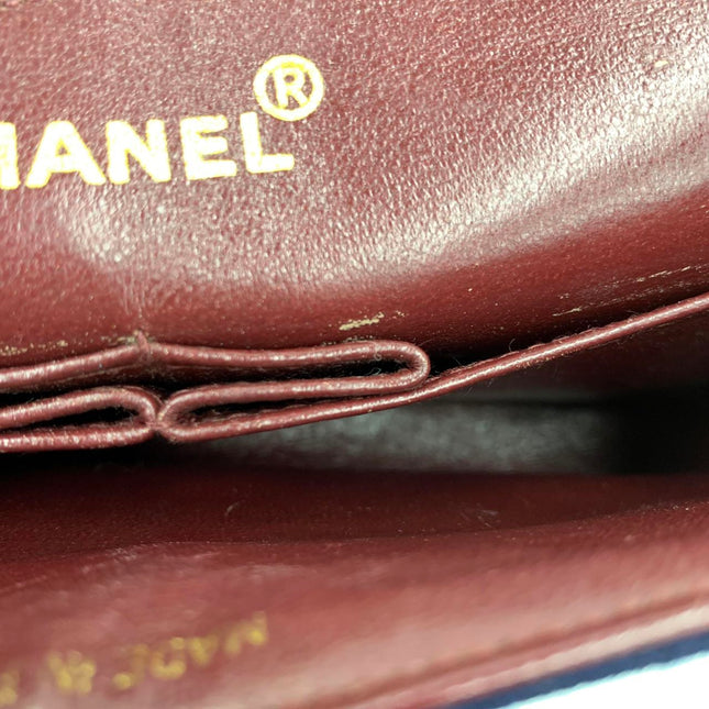 Chanel Classic Flap Small Vintage Navy Fabric 24k Gold Hardware Linked Chain Strap