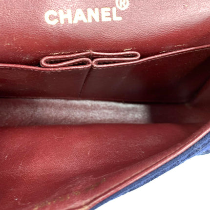 Chanel Classic Flap Small Vintage Navy Fabric 24k Gold Hardware Linked Chain Strap