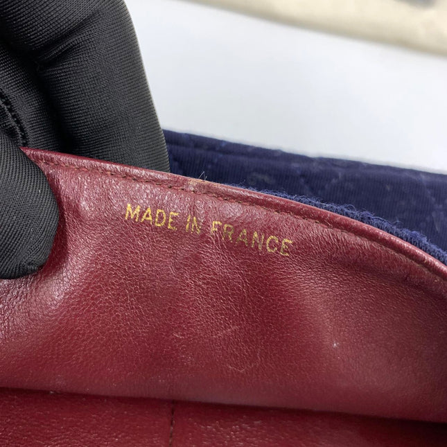 Chanel Classic Flap Small Vintage Navy Fabric 24k Gold Hardware Linked Chain Strap