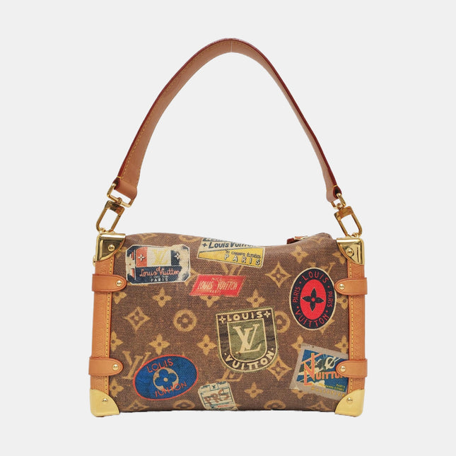 Louis Vuitton Side Trunk Medium Monogram Hotel Labels Brown Multicolor