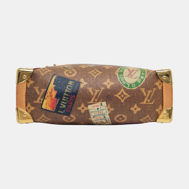 Louis Vuitton Side Trunk Medium Monogram Hotel Labels Brown Multicolor