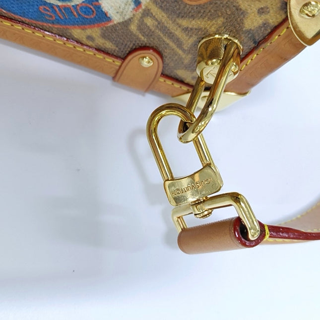 Louis Vuitton Side Trunk Medium Monogram Hotel Labels Brown Multicolor
