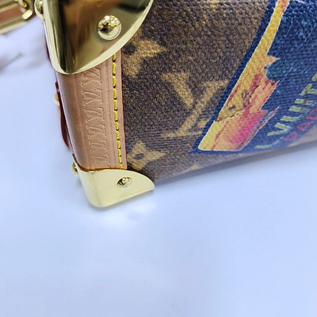 Louis Vuitton Side Trunk Medium Monogram Hotel Labels Brown Multicolor