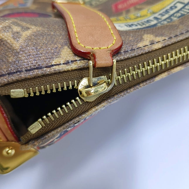 Louis Vuitton Side Trunk Medium Monogram Hotel Labels Brown Multicolor