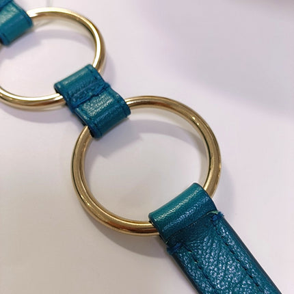 YSL Blue Suede Tassels Shoulder Bag Silver Ring Strap