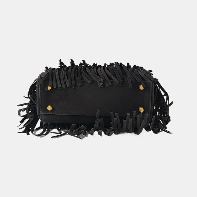 Lady Dior Mini Black Suede Tassels with Gold Hardware 2018