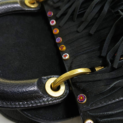Lady Dior Mini Black Suede Tassels with Gold Hardware 2018