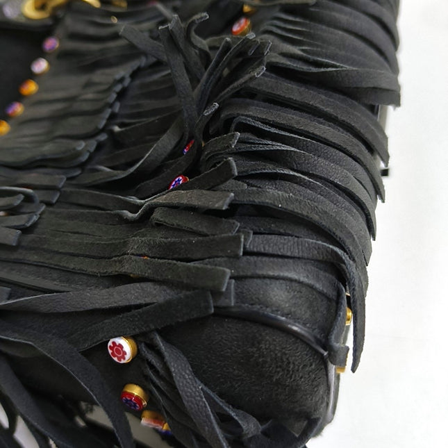 Lady Dior Mini Black Suede Tassels with Gold Hardware 2018