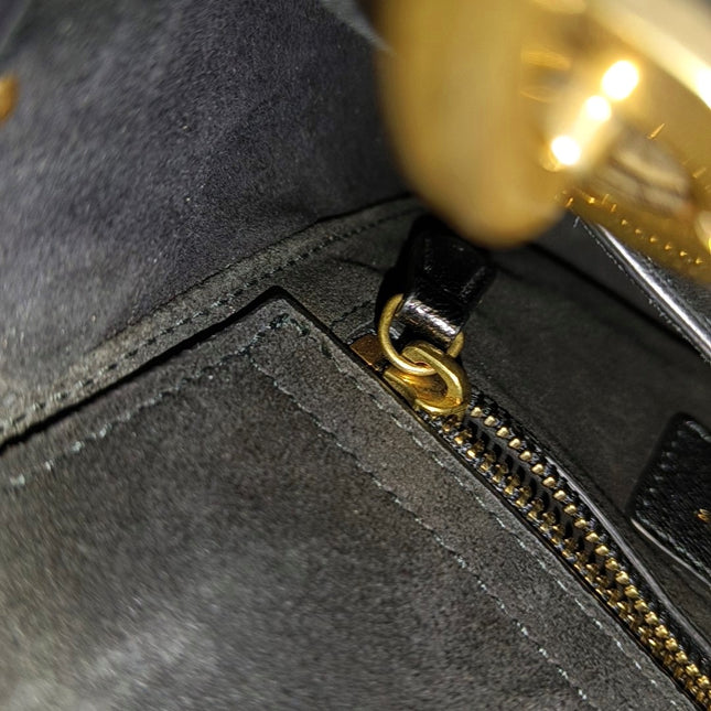Lady Dior Mini Black Suede Tassels with Gold Hardware 2018