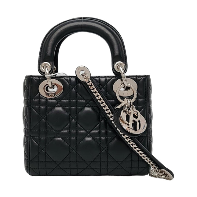 Lady Dior Mini Black Lambskin Leather with Silver Hardware 2016-1022