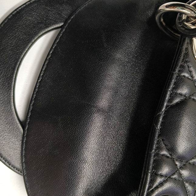 Lady Dior Mini Black Lambskin Leather with Silver Hardware 2016