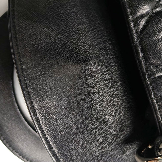 Lady Dior Mini Black Lambskin Leather with Silver Hardware 2016