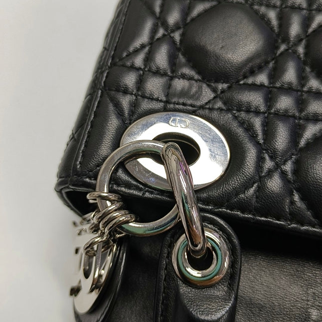 Lady Dior Mini Black Lambskin Leather with Silver Hardware 2016