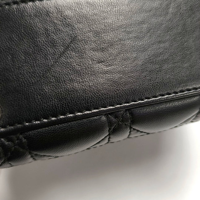 Lady Dior Mini Black Lambskin Leather with Silver Hardware 2016