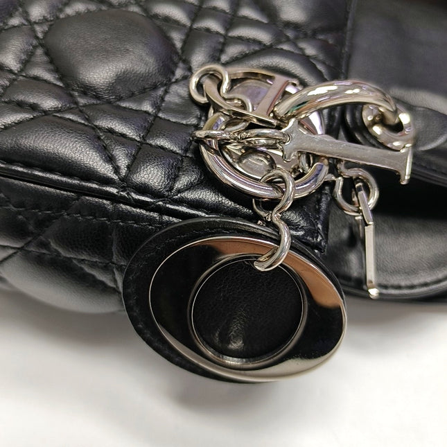 Lady Dior Mini Black Lambskin Leather with Silver Hardware 2016