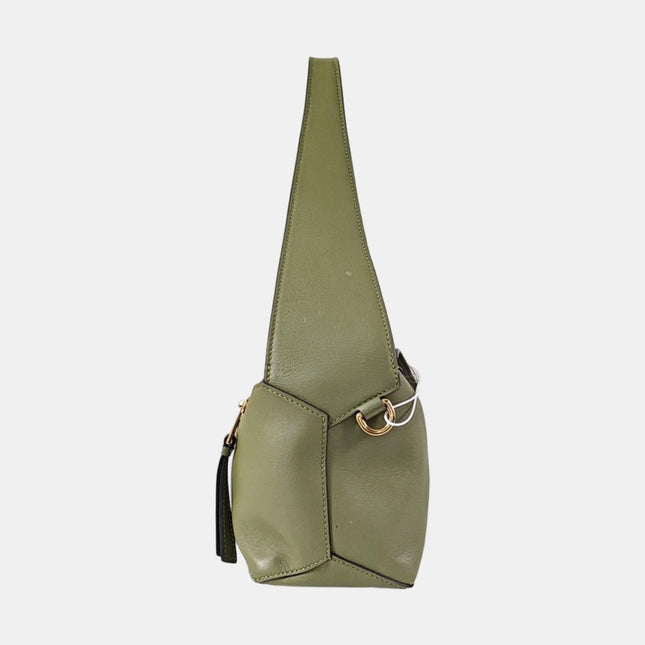 Loewe Puzzle Hobo Shoulder Bag Green Leather
