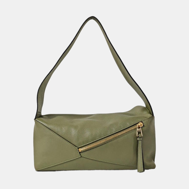 Loewe Puzzle Hobo Shoulder Bag Green Leather