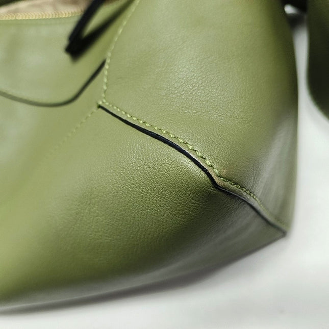 Loewe Puzzle Hobo Shoulder Bag Green Leather