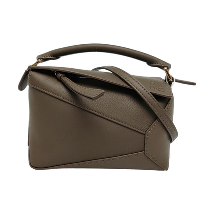 Loewe Puzzle Edge Mini Dark Olive Green Calfskin Leather Crossbody Bag