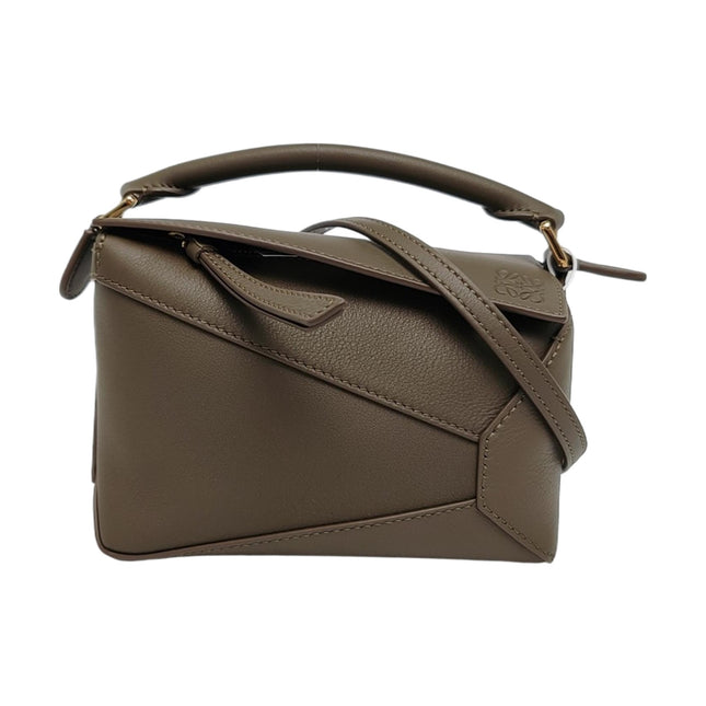 Loewe Puzzle Edge Mini Dark Olive Green Calfskin Leather Crossbody Bag