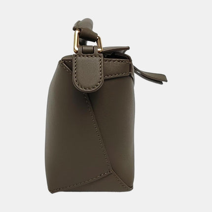 Loewe Puzzle Edge Mini Dark Olive Green Calfskin Leather Crossbody Bag
