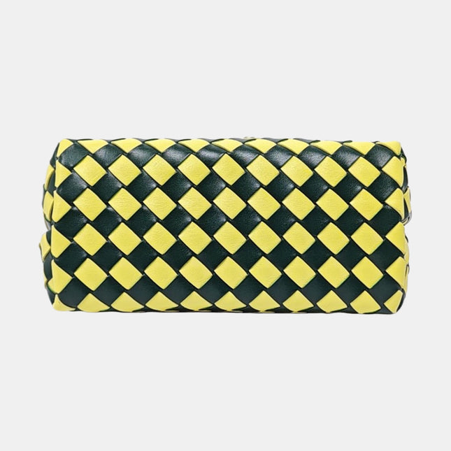 Bottega Veneta Andiamo Small Yellow and Green Checkered Intrecciato Leather Handbag
