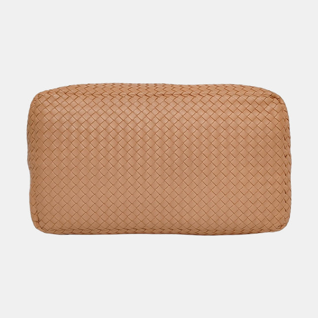 Bottega Veneta Travel Luggage Tote Beige Intrecciato Leather Top Handle Zip Closure