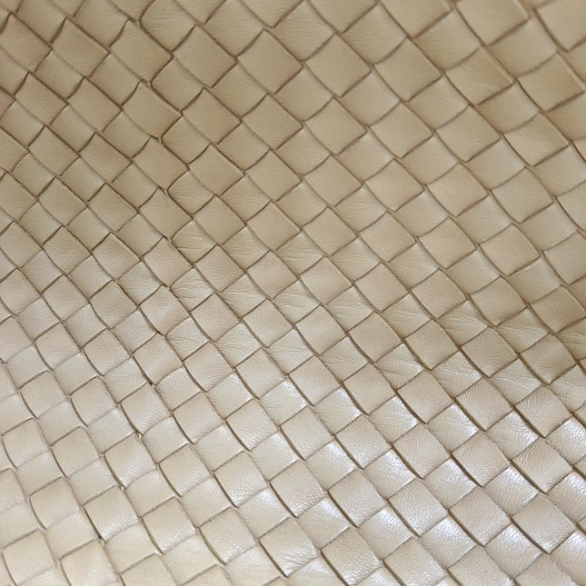 Bottega Veneta Travel Luggage Tote Beige Intrecciato Leather Top Handle Zip Closure