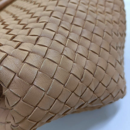 Bottega Veneta Travel Luggage Tote Beige Intrecciato Leather Top Handle Zip Closure