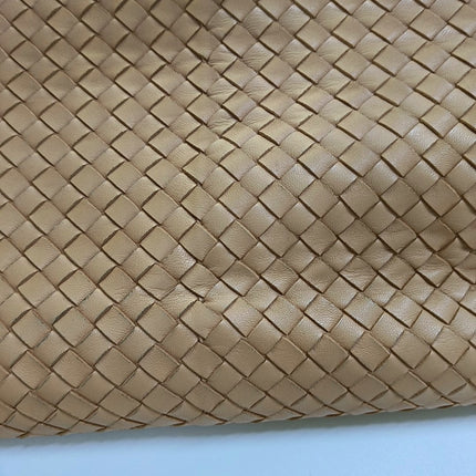 Bottega Veneta Travel Luggage Tote Beige Intrecciato Leather Top Handle Zip Closure