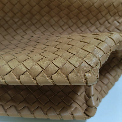 Bottega Veneta Travel Luggage Tote Beige Intrecciato Leather Top Handle Zip Closure
