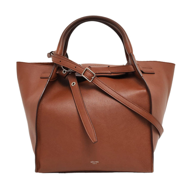 Celine Big Bag Small Tan Brown Leather Belted Closure with Strap