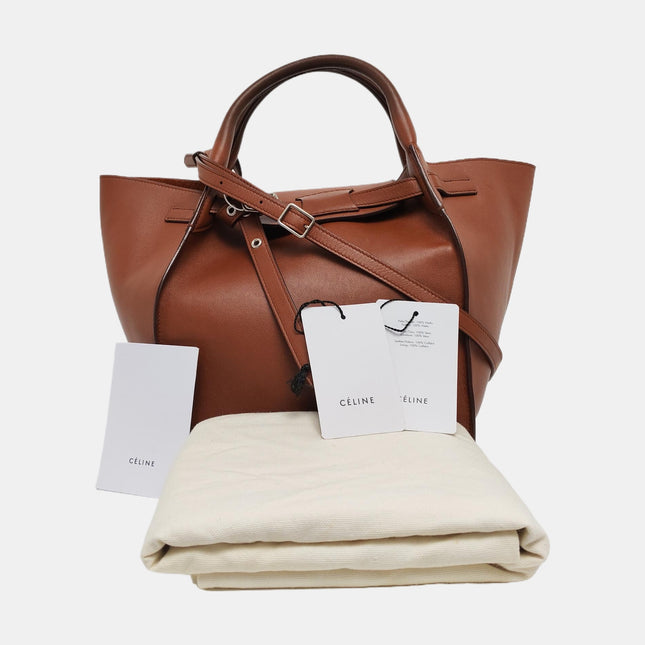 Celine Big Bag Small Tan Brown Leather Belted Closure with Strap
