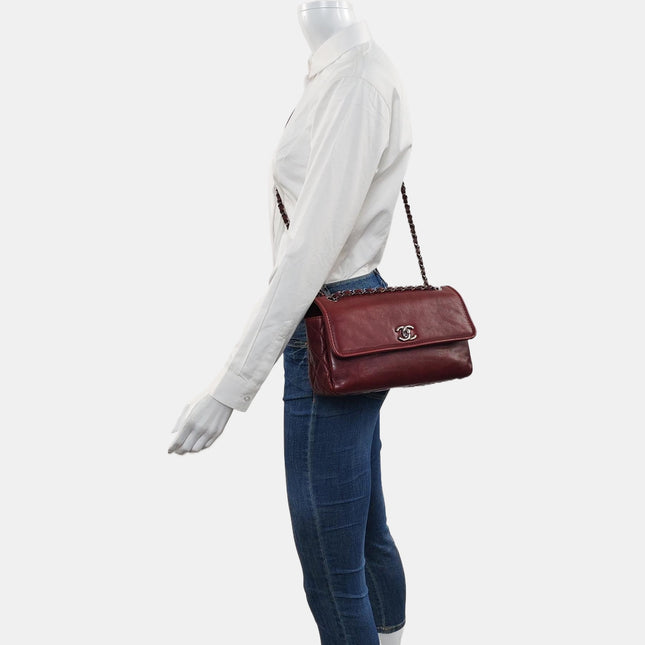 Chanel Classic Flap Burgundy Smooth Calfskin Leather Silver Hardware