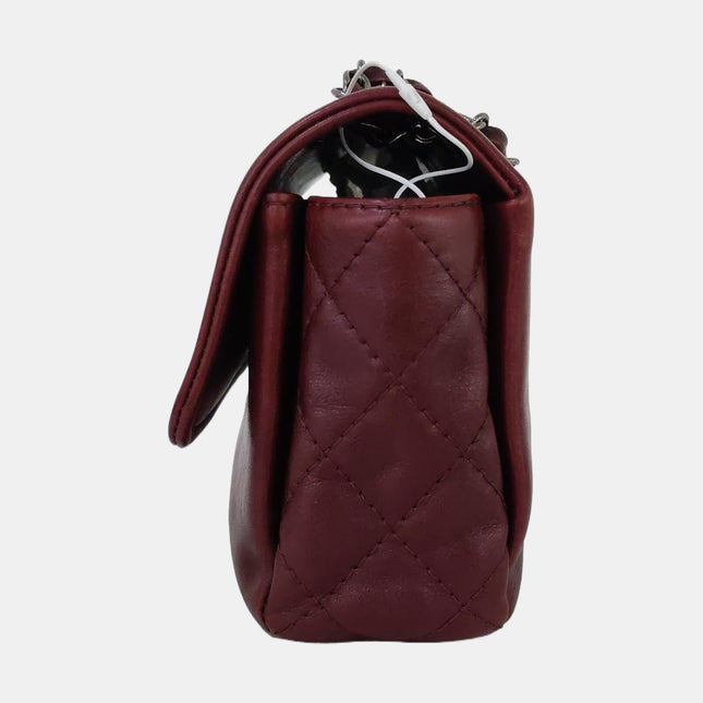 Chanel Classic Flap Burgundy Smooth Calfskin Leather Silver Hardware