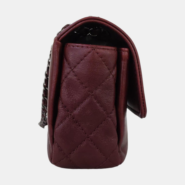 Chanel Classic Flap Burgundy Smooth Calfskin Leather Silver Hardware