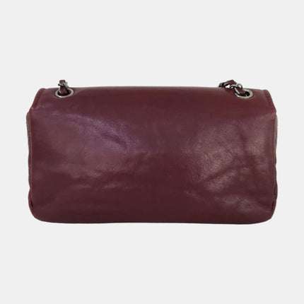 Chanel Classic Flap Burgundy Smooth Calfskin Leather Silver Hardware