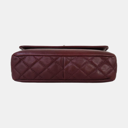 Chanel Classic Flap Burgundy Smooth Calfskin Leather Silver Hardware