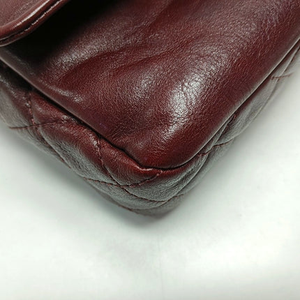 Chanel Classic Flap Burgundy Smooth Calfskin Leather Silver Hardware