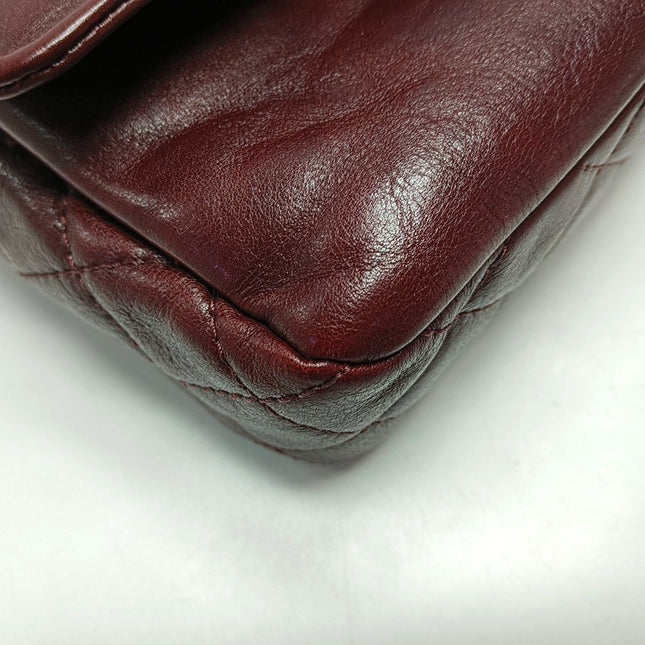 Chanel Classic Flap Burgundy Smooth Calfskin Leather Silver Hardware