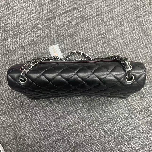 Chanel Classic Flap Maxi Black Lambskin Leather Double Flap Silver Hardware 2013-14