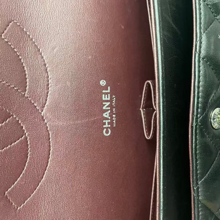 Chanel Classic Flap Maxi Black Lambskin Leather Double Flap Silver Hardware 2013-14
