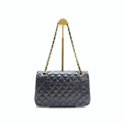 Chanel Timeless Classic Flap Medium Black Lambskin Leather 24k Gold Plated Hardware 2006-2008