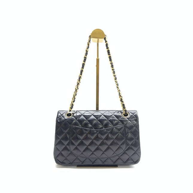 Chanel Timeless Classic Flap Medium Black Lambskin Leather 24k Gold Plated Hardware 2006-2008