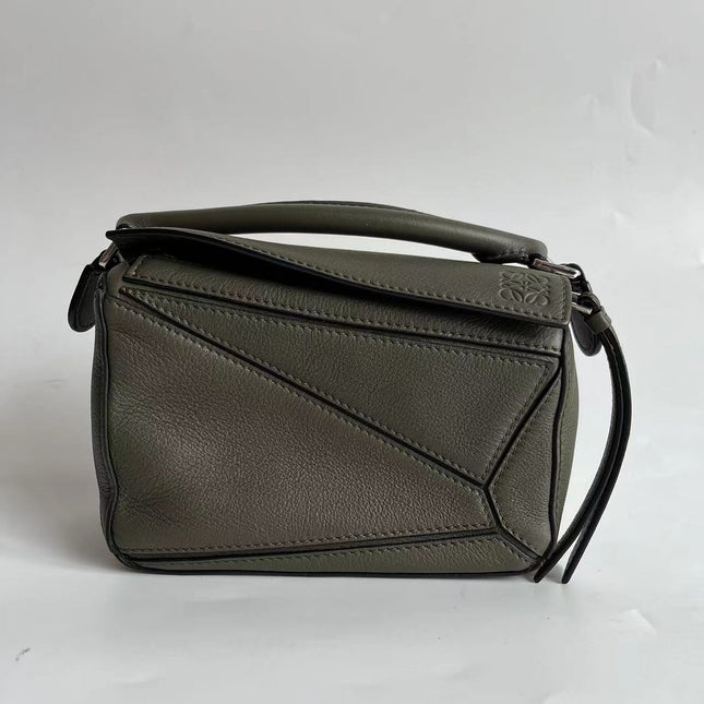 Loewe Puzzle Mini Olive Green Calfskin Leather Crossbody Bag